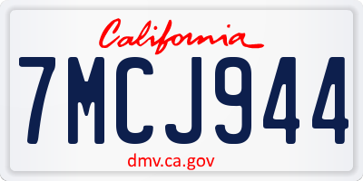 CA license plate 7MCJ944