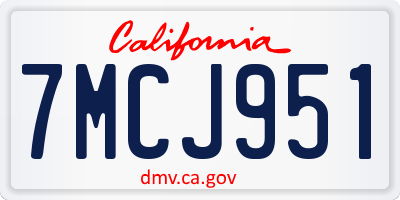 CA license plate 7MCJ951