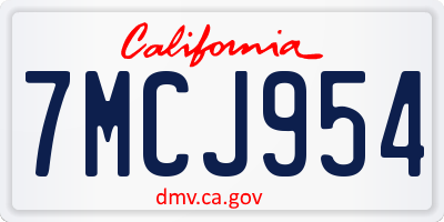 CA license plate 7MCJ954