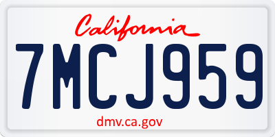 CA license plate 7MCJ959