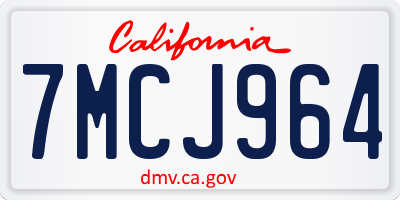 CA license plate 7MCJ964