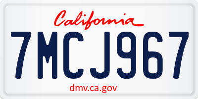 CA license plate 7MCJ967