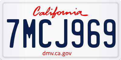 CA license plate 7MCJ969