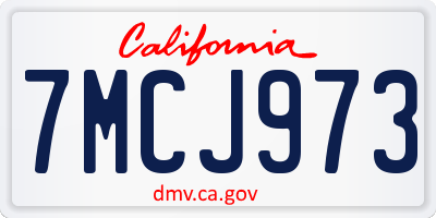 CA license plate 7MCJ973
