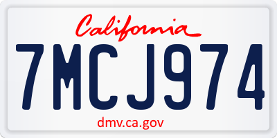 CA license plate 7MCJ974