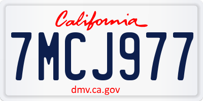 CA license plate 7MCJ977