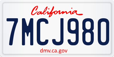 CA license plate 7MCJ980