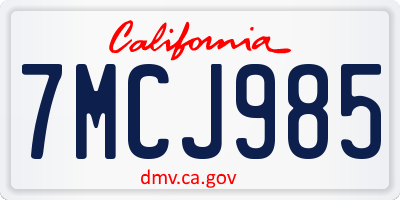 CA license plate 7MCJ985