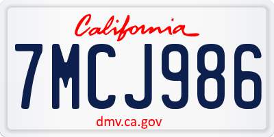 CA license plate 7MCJ986