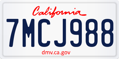 CA license plate 7MCJ988