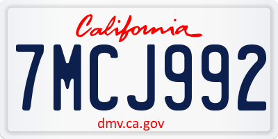 CA license plate 7MCJ992
