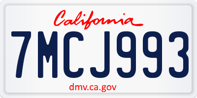 CA license plate 7MCJ993