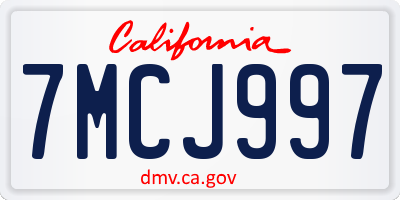 CA license plate 7MCJ997