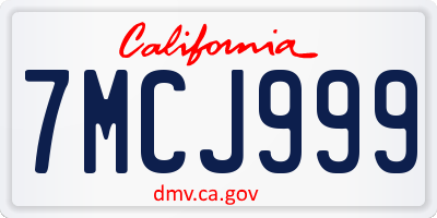 CA license plate 7MCJ999