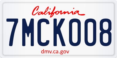 CA license plate 7MCK008