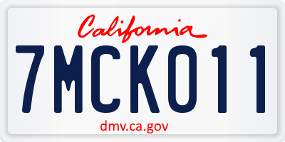 CA license plate 7MCK011