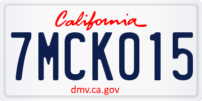 CA license plate 7MCK015