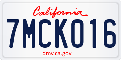 CA license plate 7MCK016