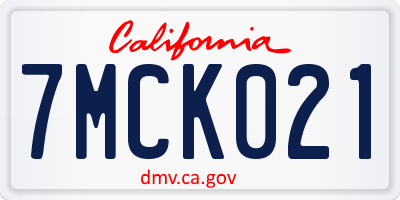 CA license plate 7MCK021