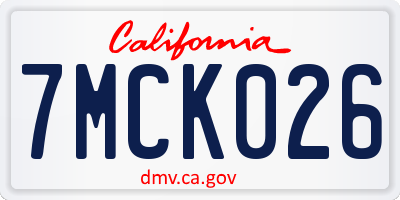 CA license plate 7MCK026