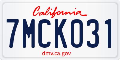 CA license plate 7MCK031