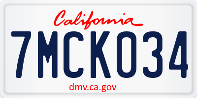 CA license plate 7MCK034