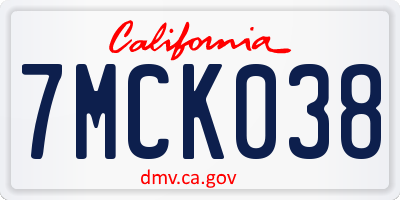 CA license plate 7MCK038