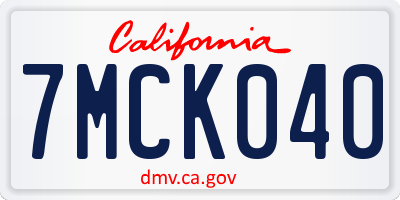 CA license plate 7MCK040