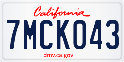 CA license plate 7MCK043
