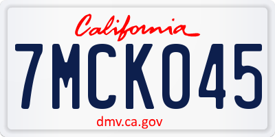 CA license plate 7MCK045