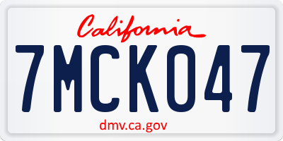 CA license plate 7MCK047