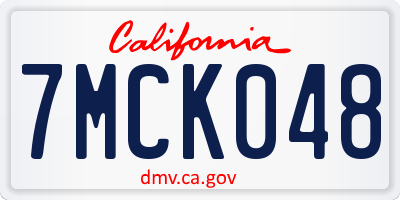 CA license plate 7MCK048