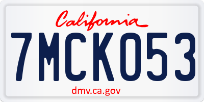 CA license plate 7MCK053