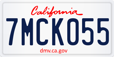 CA license plate 7MCK055