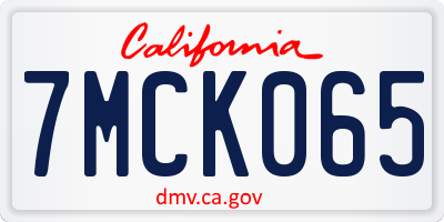 CA license plate 7MCK065