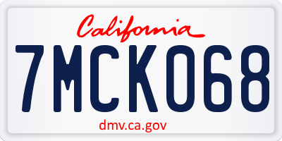 CA license plate 7MCK068