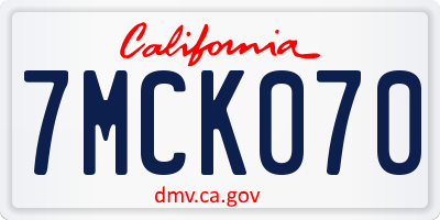 CA license plate 7MCK070