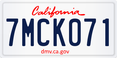 CA license plate 7MCK071