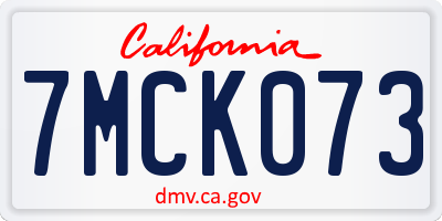 CA license plate 7MCK073