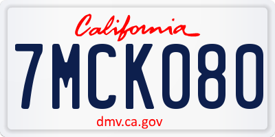 CA license plate 7MCK080