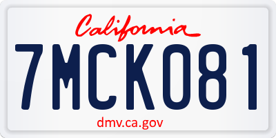 CA license plate 7MCK081