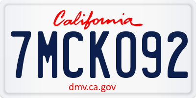 CA license plate 7MCK092