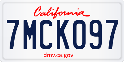 CA license plate 7MCK097