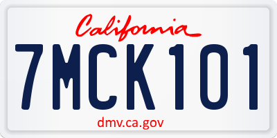CA license plate 7MCK101