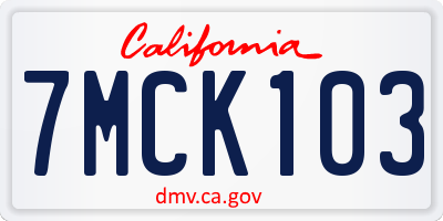 CA license plate 7MCK103