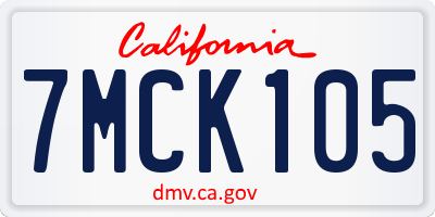 CA license plate 7MCK105