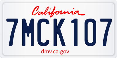 CA license plate 7MCK107