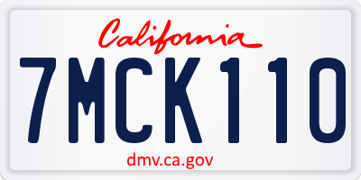 CA license plate 7MCK110