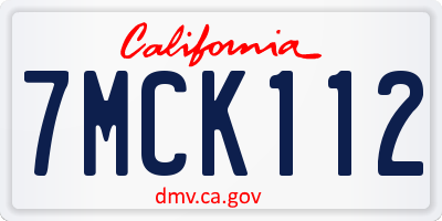 CA license plate 7MCK112