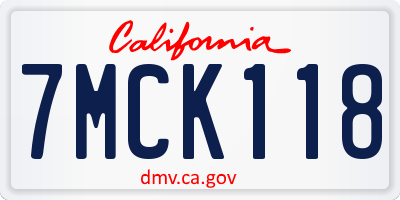 CA license plate 7MCK118